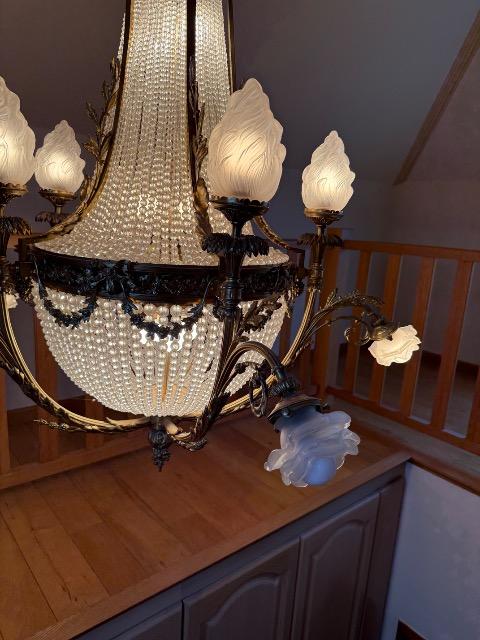 BRONZE GLASS CHANDELIER 