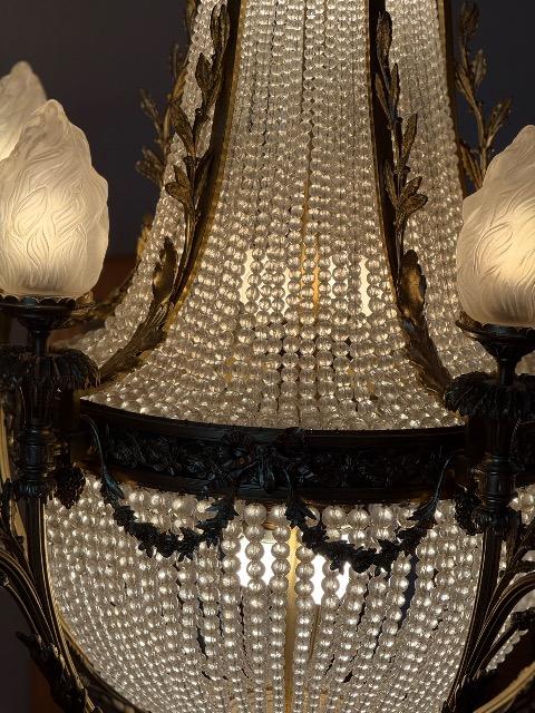 BRONZE GLASS CHANDELIER 