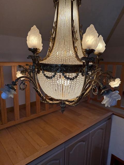 BRONZE GLASS CHANDELIER 